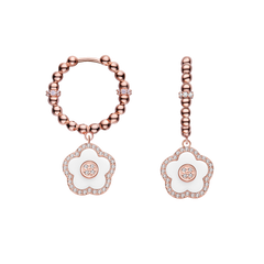 Cherry Blossom Ceramic White Ceramic Flowers Rosegold Earrings 18K Rose Gold Plated