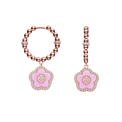 Cherry Blossom Ceramic Pink Ceramic Flowers Rosegold Earrings 18K Rose Gold Plated