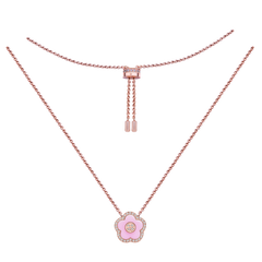 Cherry Blossom Ceramic Pink Ceramic Flower Rose Gold Adjustable Necklace 18K Rose Gold Plated