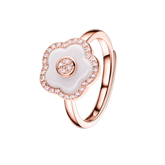 Cherry Blossom Ceramic White Ceramic Flowers Rosegold Ring 18K Rose Gold Plated