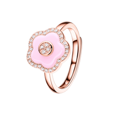 Cherry Blossom Ceramic Pink Ceramic Flowers Rosegold Ring 18K Rose Gold Plated