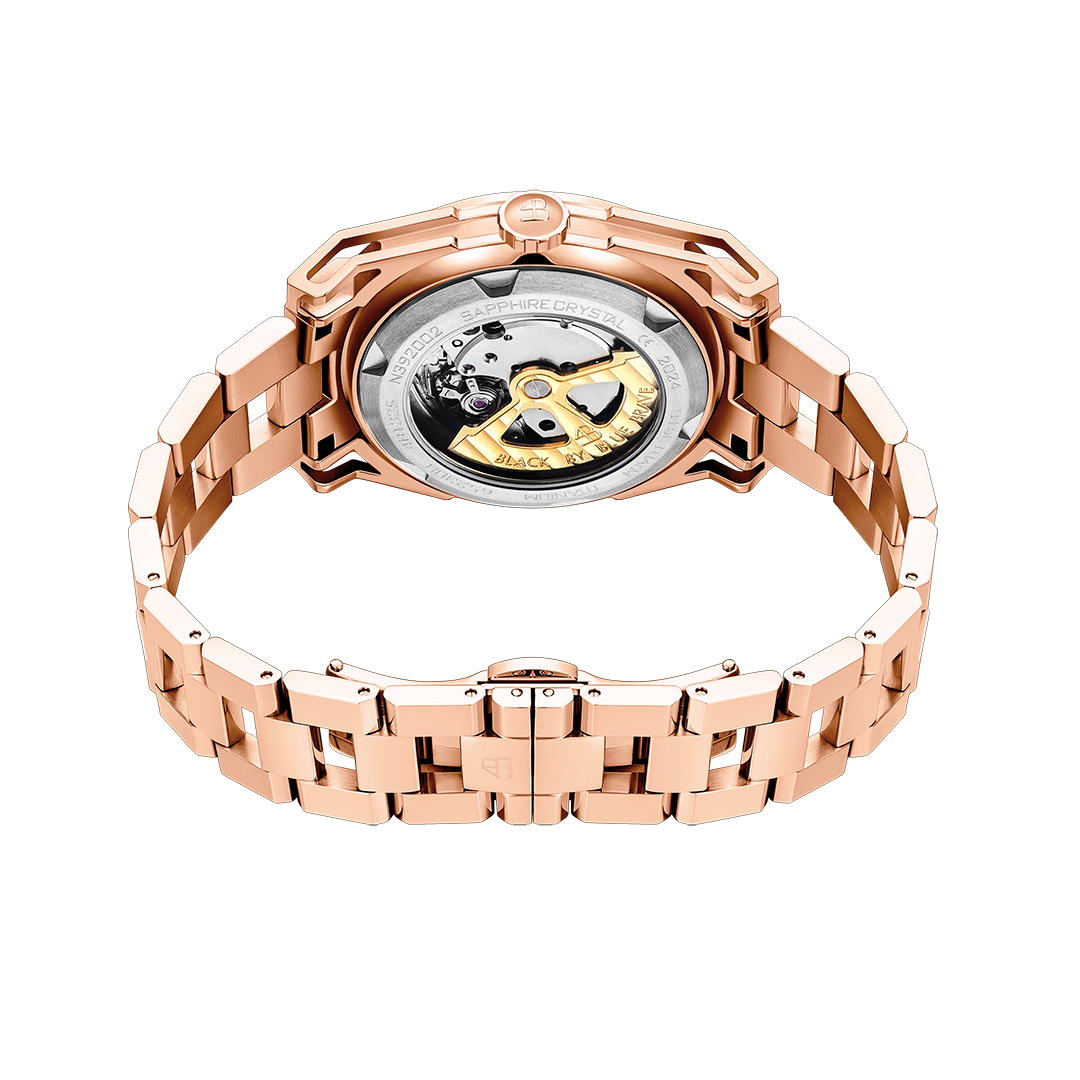 Classic 2024 40mm White Dial Rose Gold Bracelet Automatic Watch - 4B1225 - Back side - Black By Blue Brave