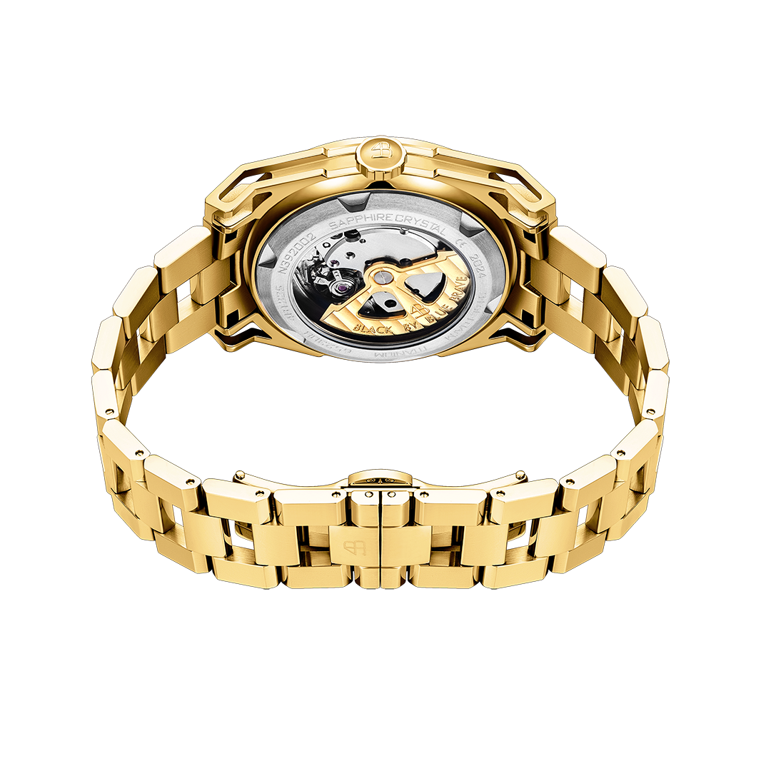 Classic 2024 40mm White Dial Gold Bracelet Automatic Watch - 4B1226 - Back side - Black By Blue Brave