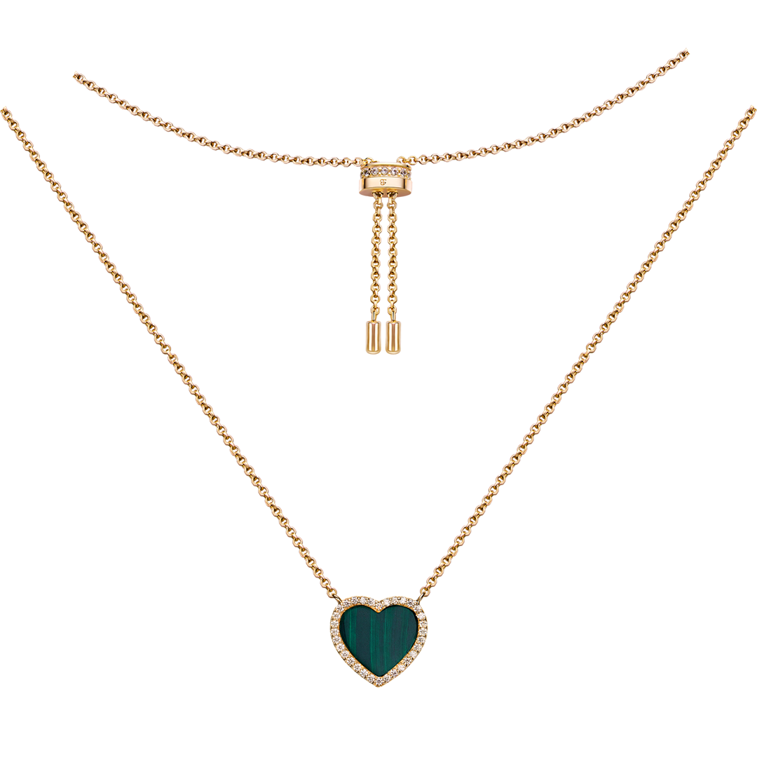 Jewelry Necklace-Love Heart Malachite Necklace