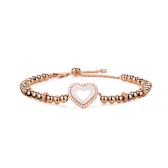Love Heart White Ceramic Bracelet 18K Rose Gold Plated