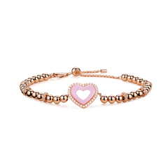 Love Heart Pink Ceramic Bracelet 18K Rose Gold Plated