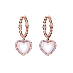 Love Heart White Ceramic Earrings 18K Rose Gold Plated 20mm