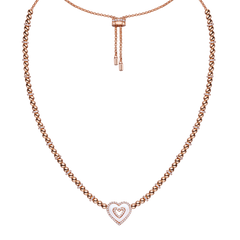 Love Heart White Ceramic Double Heart Necklace 18K Rose Gold Plated