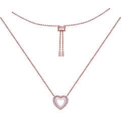 Love Heart White Ceramic Necklace 18K Rose Gold Plated