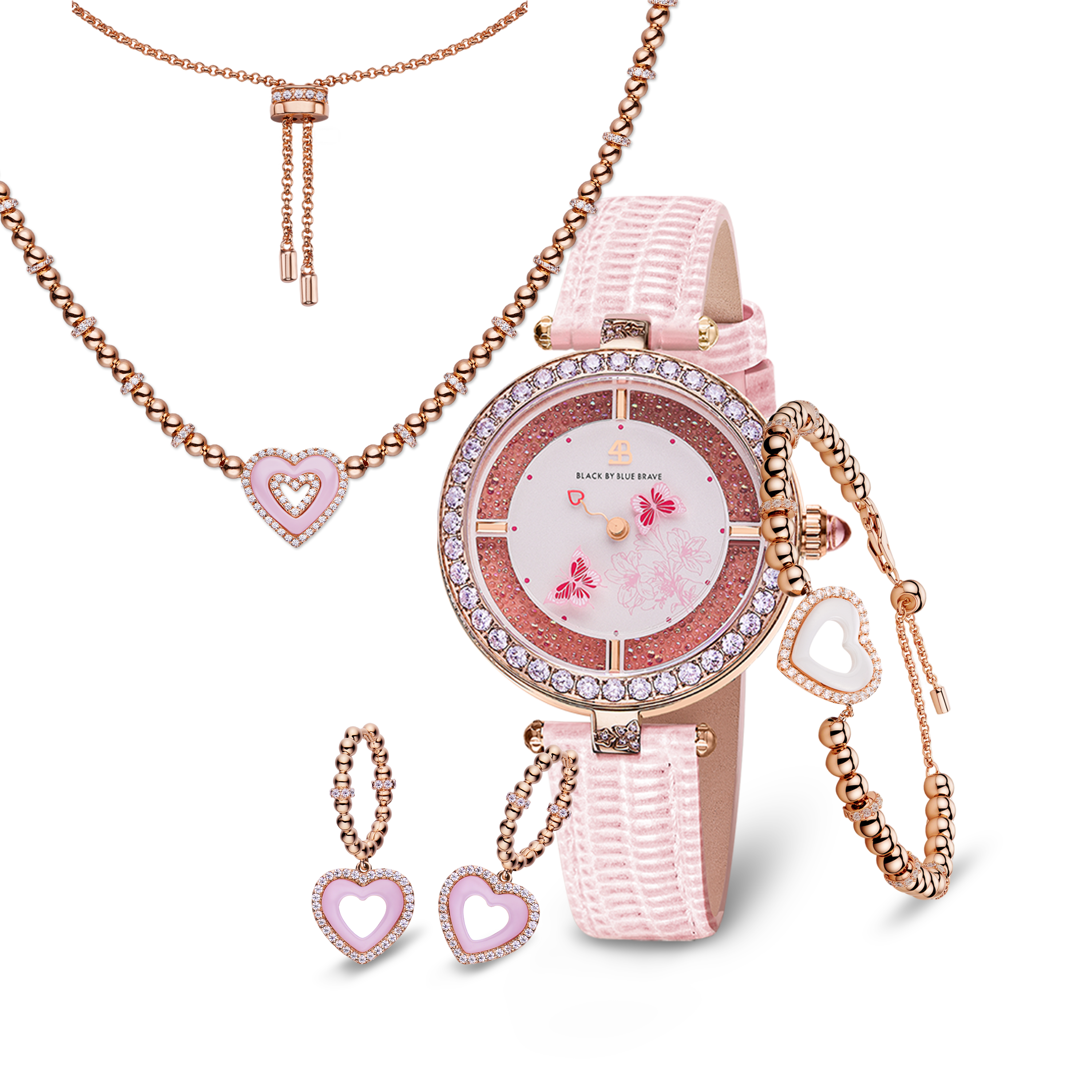 Women's Watches-Pink Butterfly Loves Watch-Leather Strap Watch