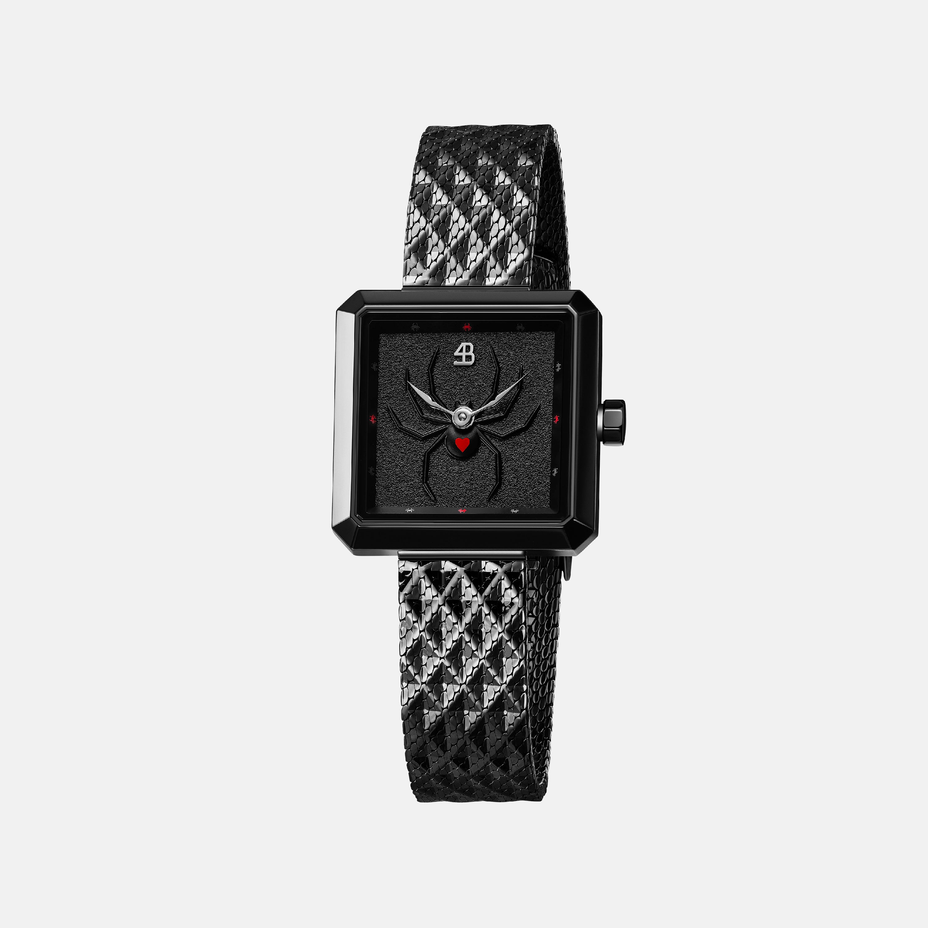 Spider 24mm Black Spider Dial Meshband Watch - 4B1170 - front - Black By Blue Brave