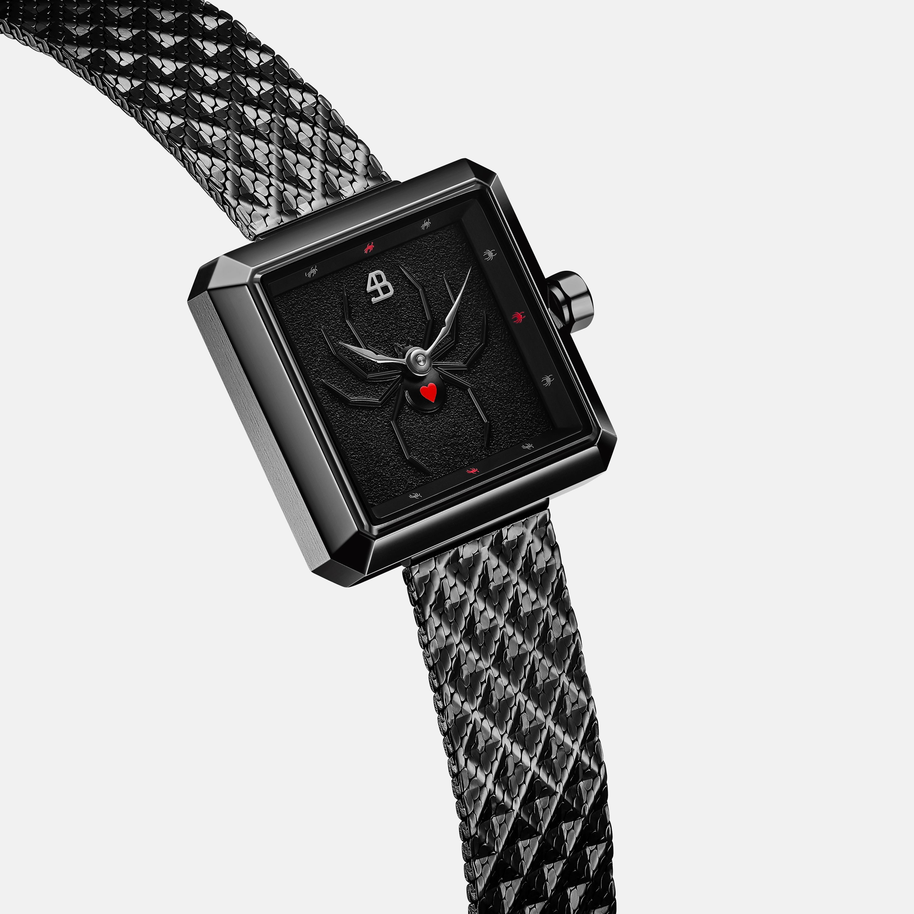 Spider 24mm Black Spider Dial Meshband Watch - 4B1170 - side view - Black By Blue Brave