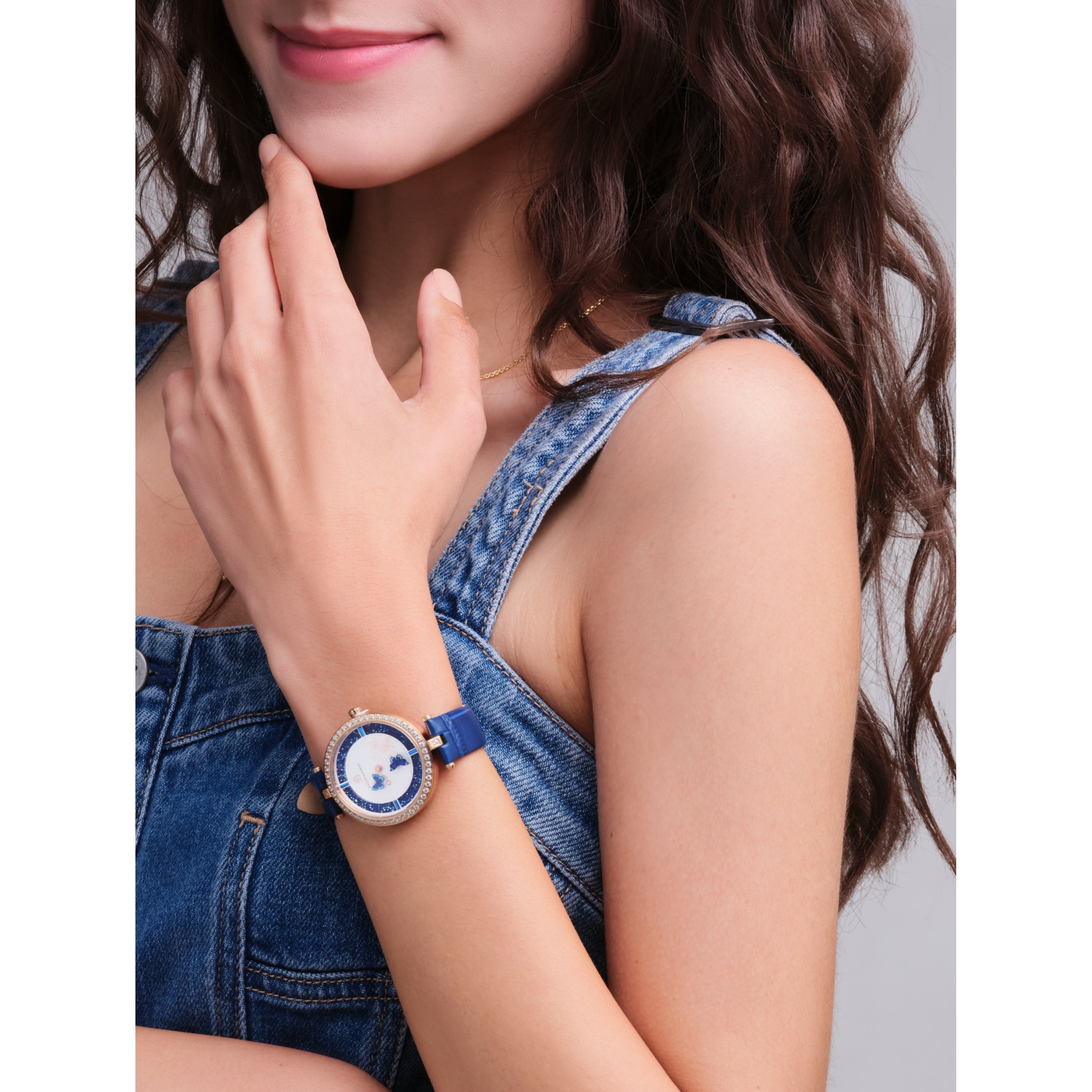 BLUE BUTTERFLY LOVERS WATCH WITH BUTTERFLY LOVERS CLOVER BRACELET & NECKLACE