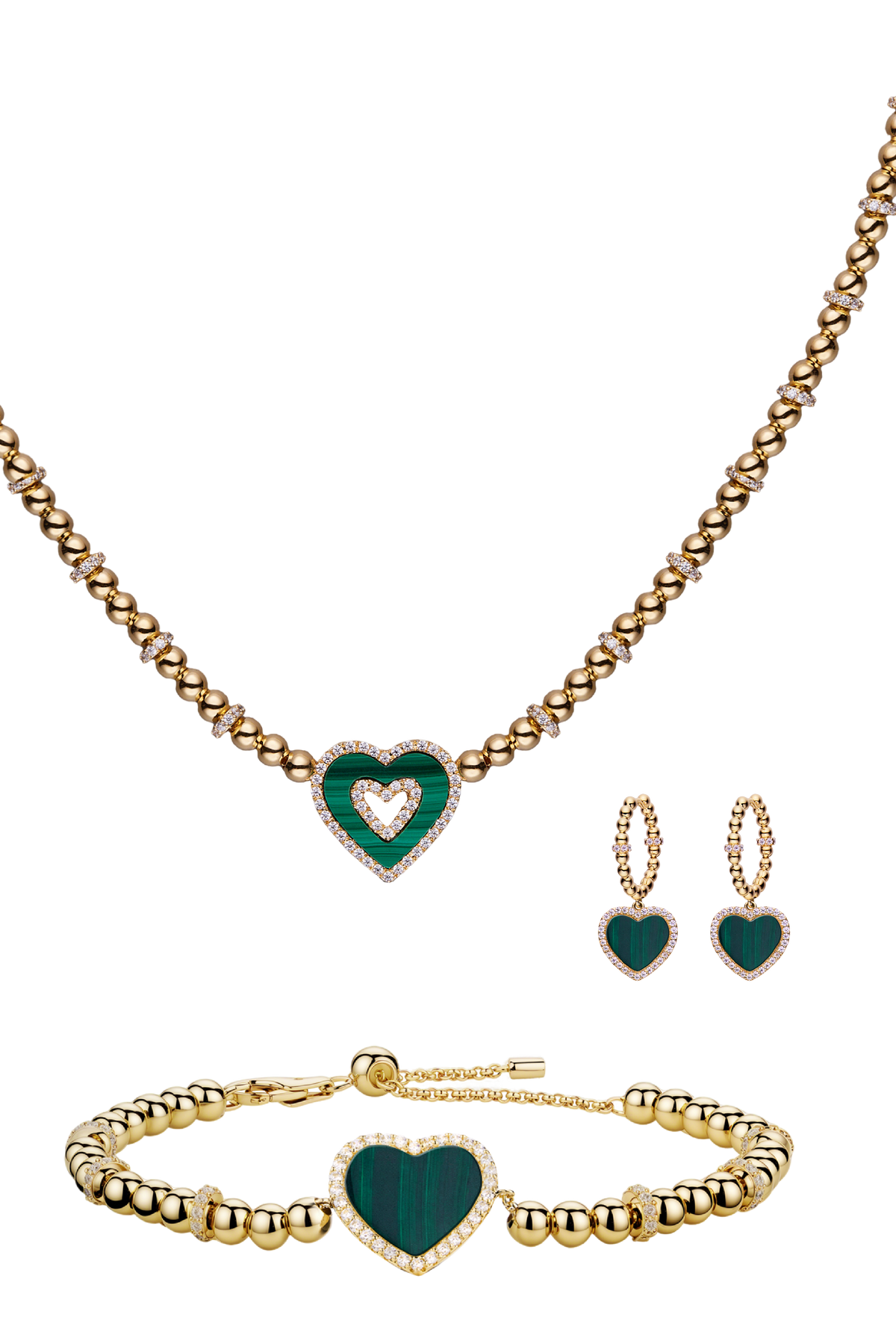 Butterfly Heart & Necklace & Earrings & Bracelet Gold
