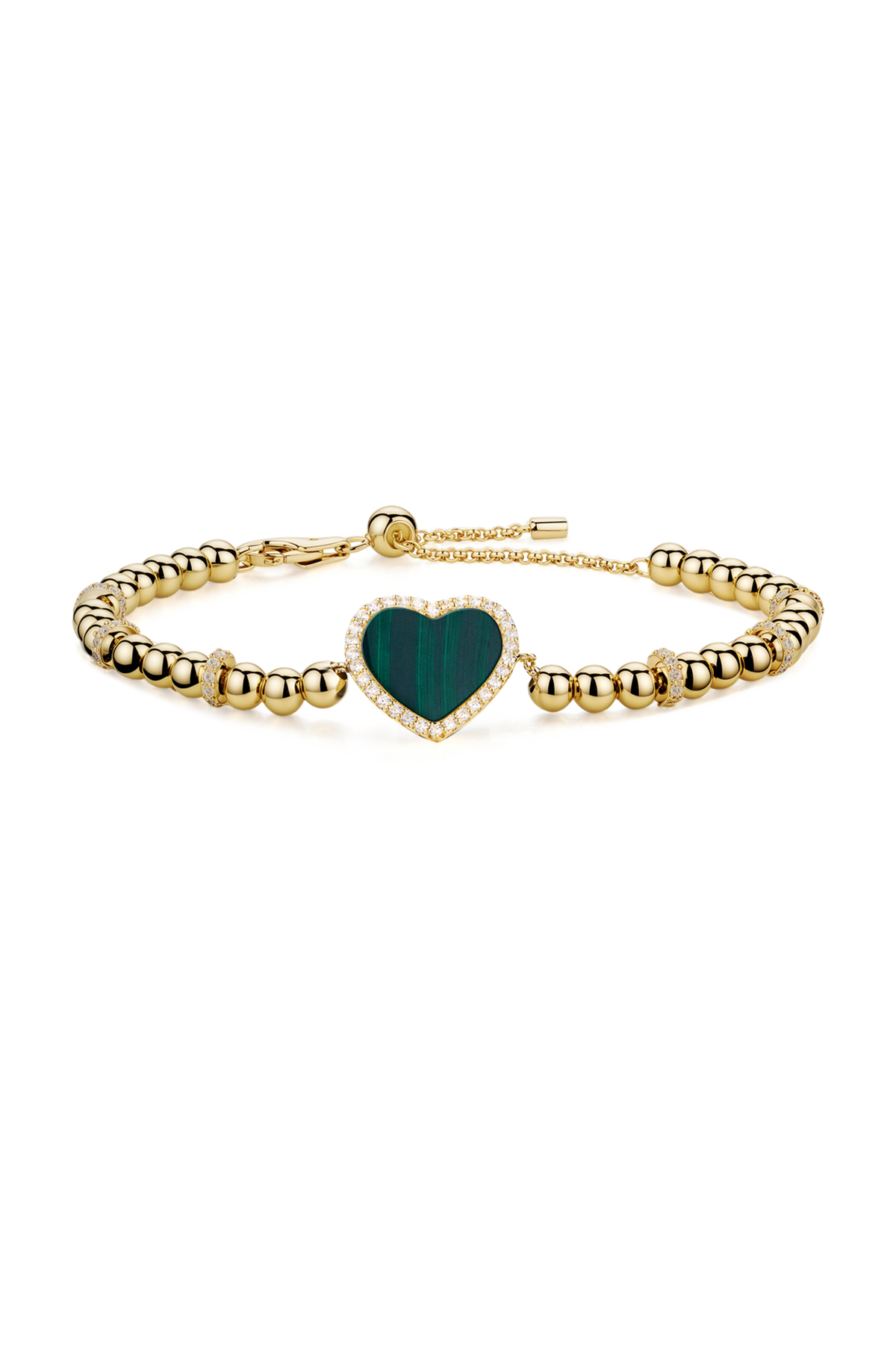 Butterfly Heart Malachite Bracelet Gold