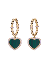 Liebesherz-Malachit-Ohrringe, 18 Karat vergoldet, 20 mm