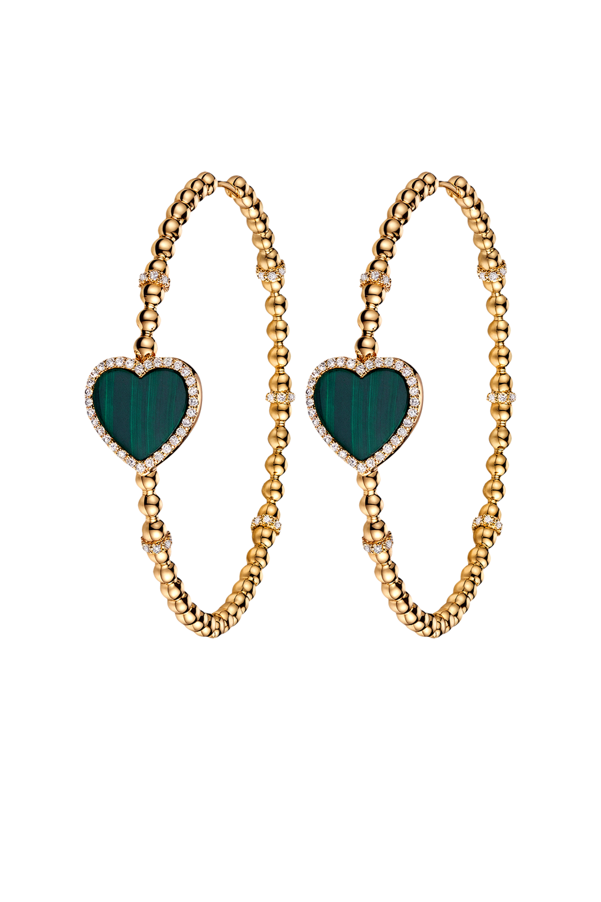 Butterfly Heart Malachite Earrings Gold