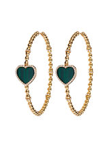 Liebesherz Malachit Ohrringe 18K vergoldet 45mm