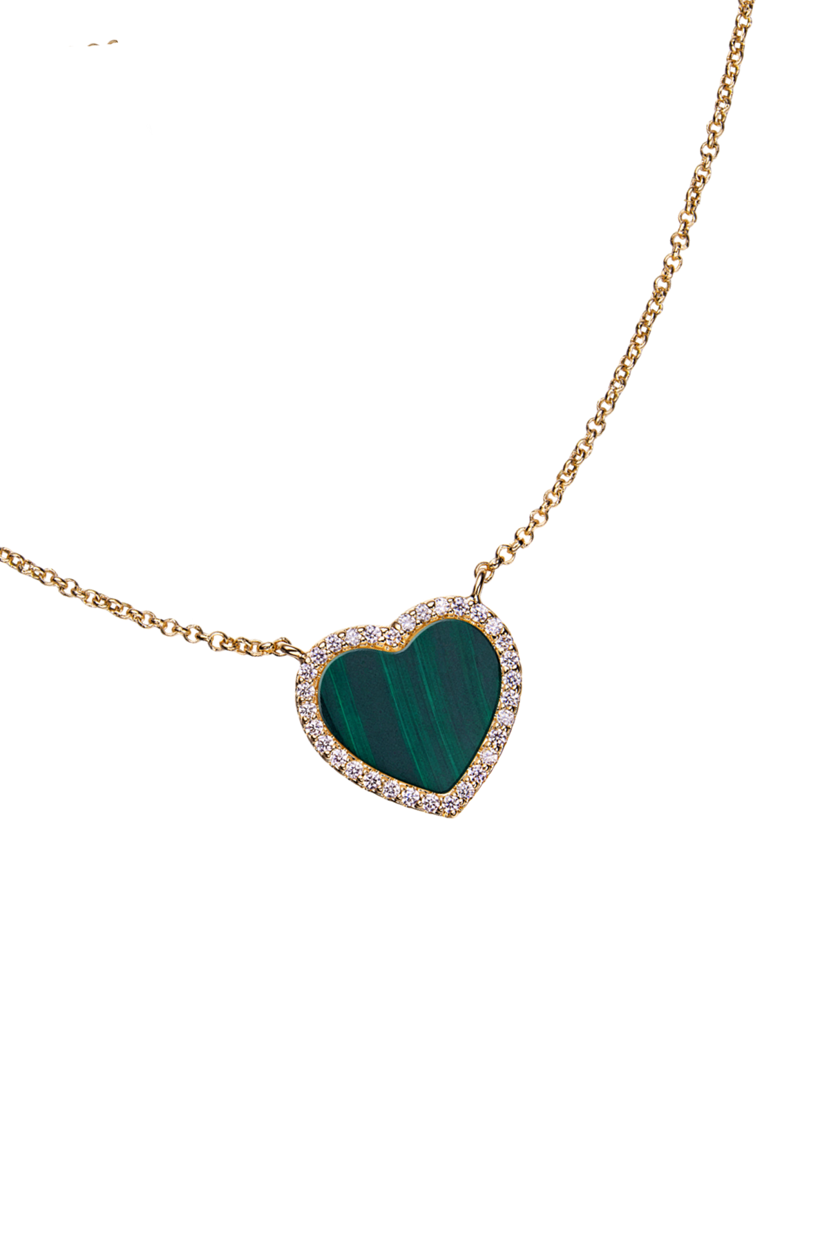 Butterfly Heart Malachite Necklace Gold