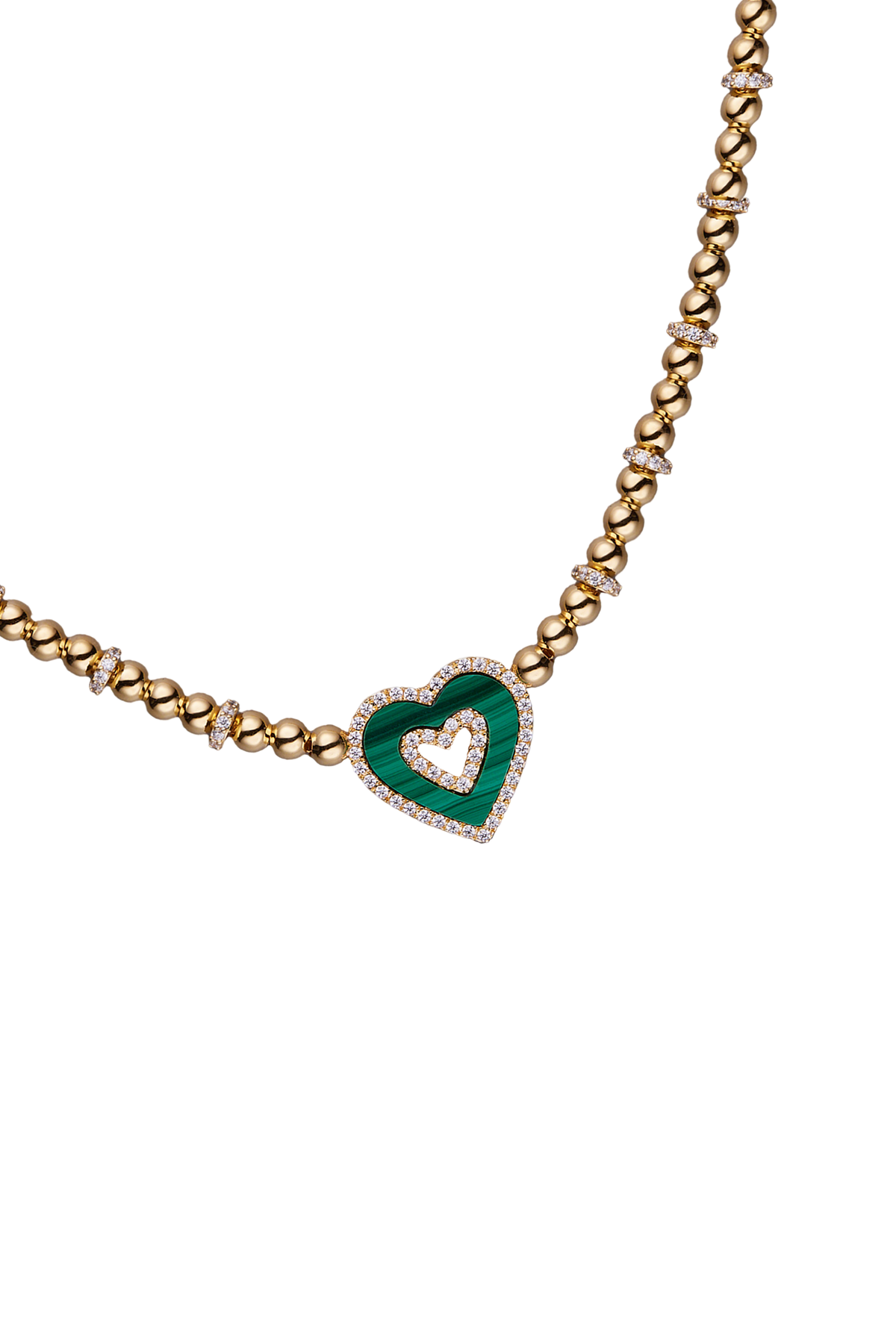 Butterfly Heart Malachite Necklace Gold