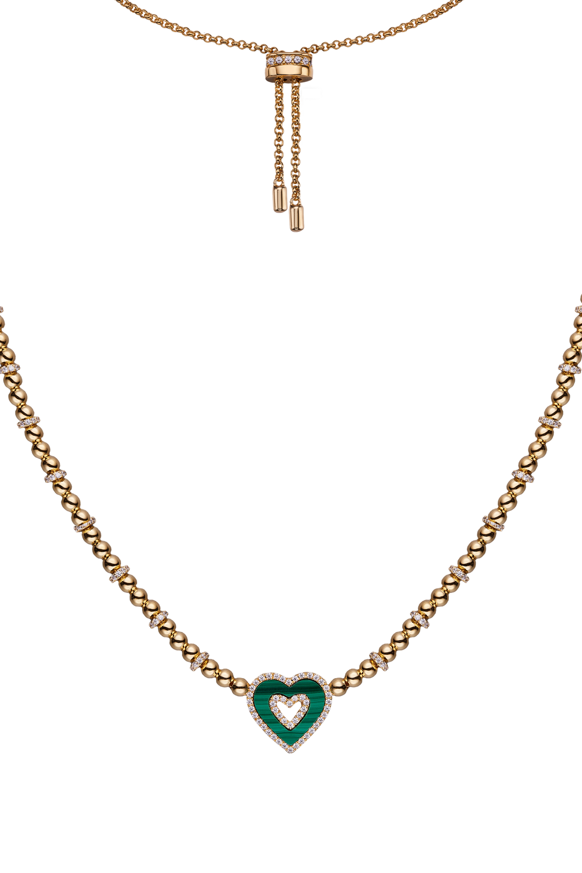 Butterfly Heart Malachite Necklace Gold
