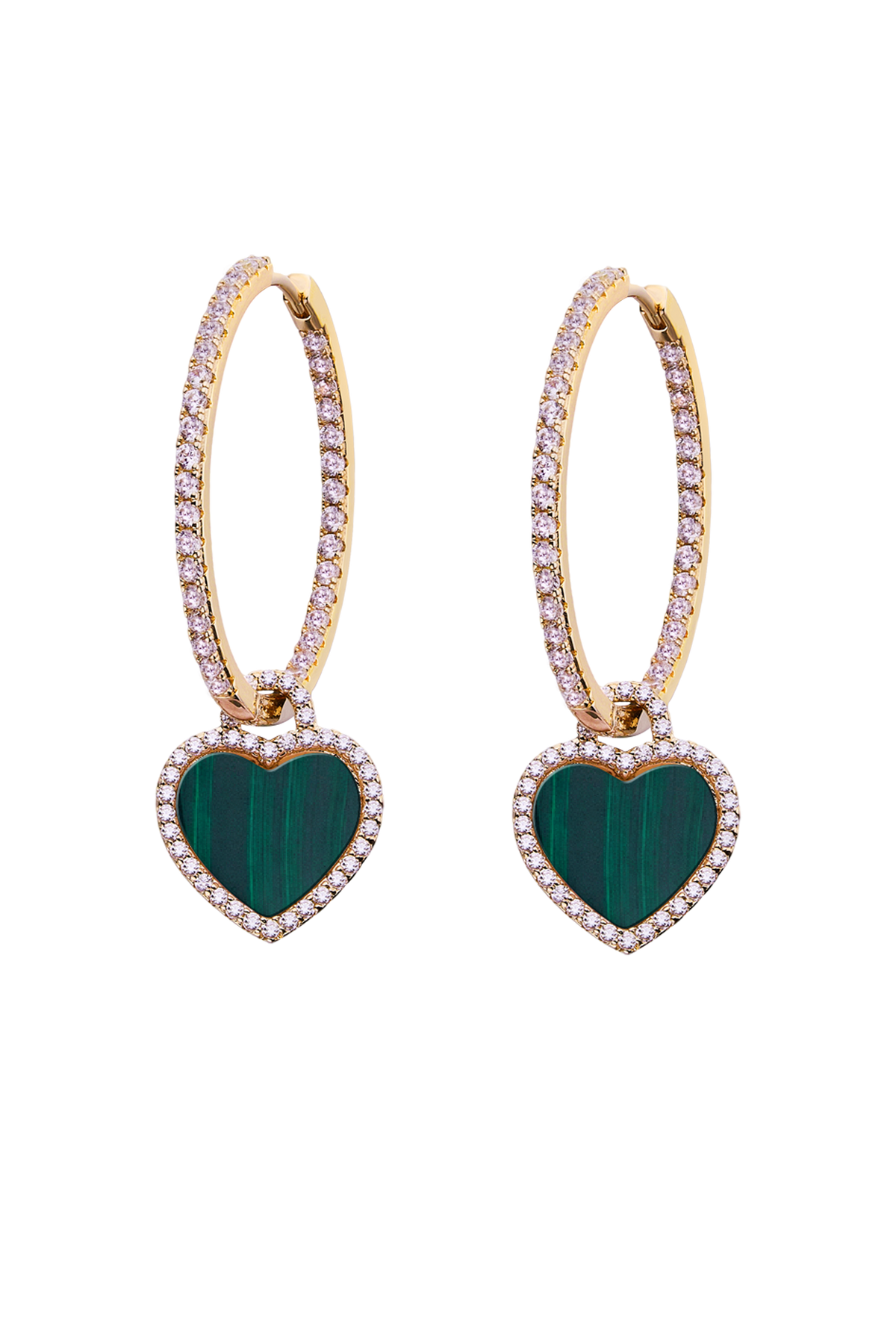 Butterfly Heart Malachite Earrings Gold