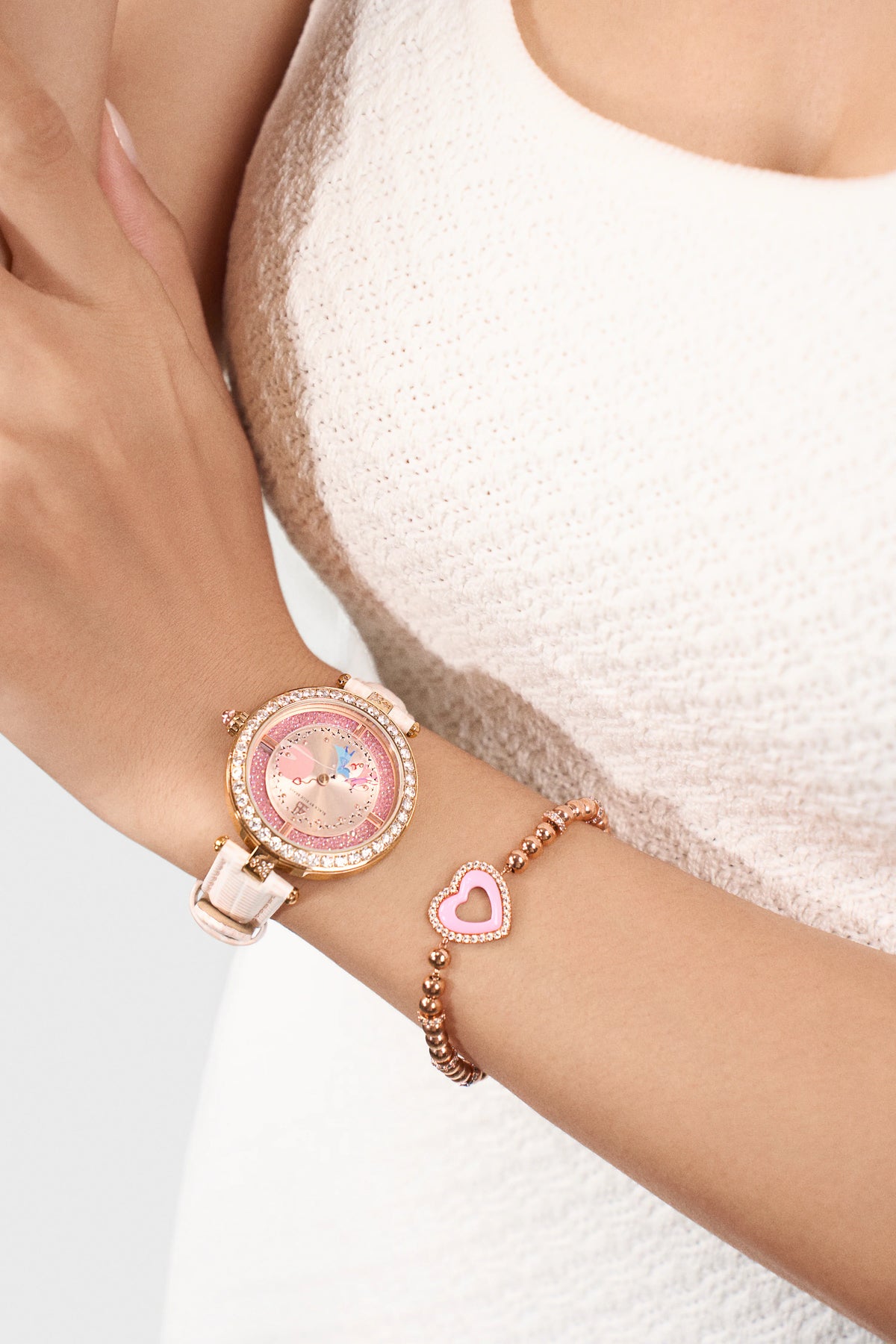 Butterfly Heart Ceramic Bracelet Rose Gold
