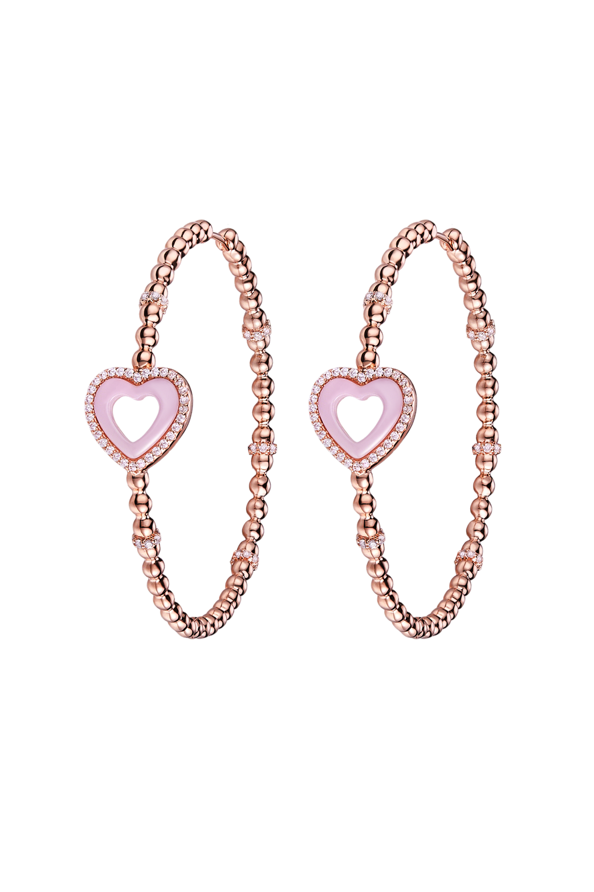 Butterfly Heart Ceramic Earrings Rose Gold