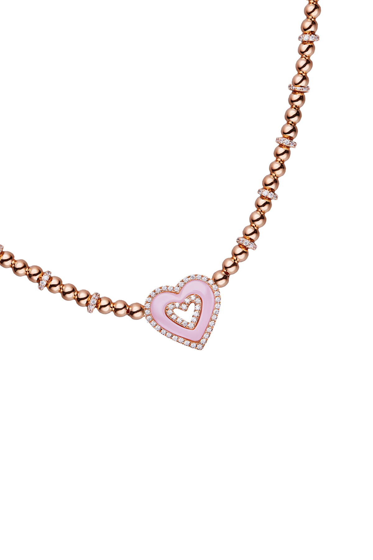 Butterfly Heart Ceramic Necklace Rose Gold