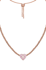 Butterfly Heart Ceramic Necklace Rose Gold