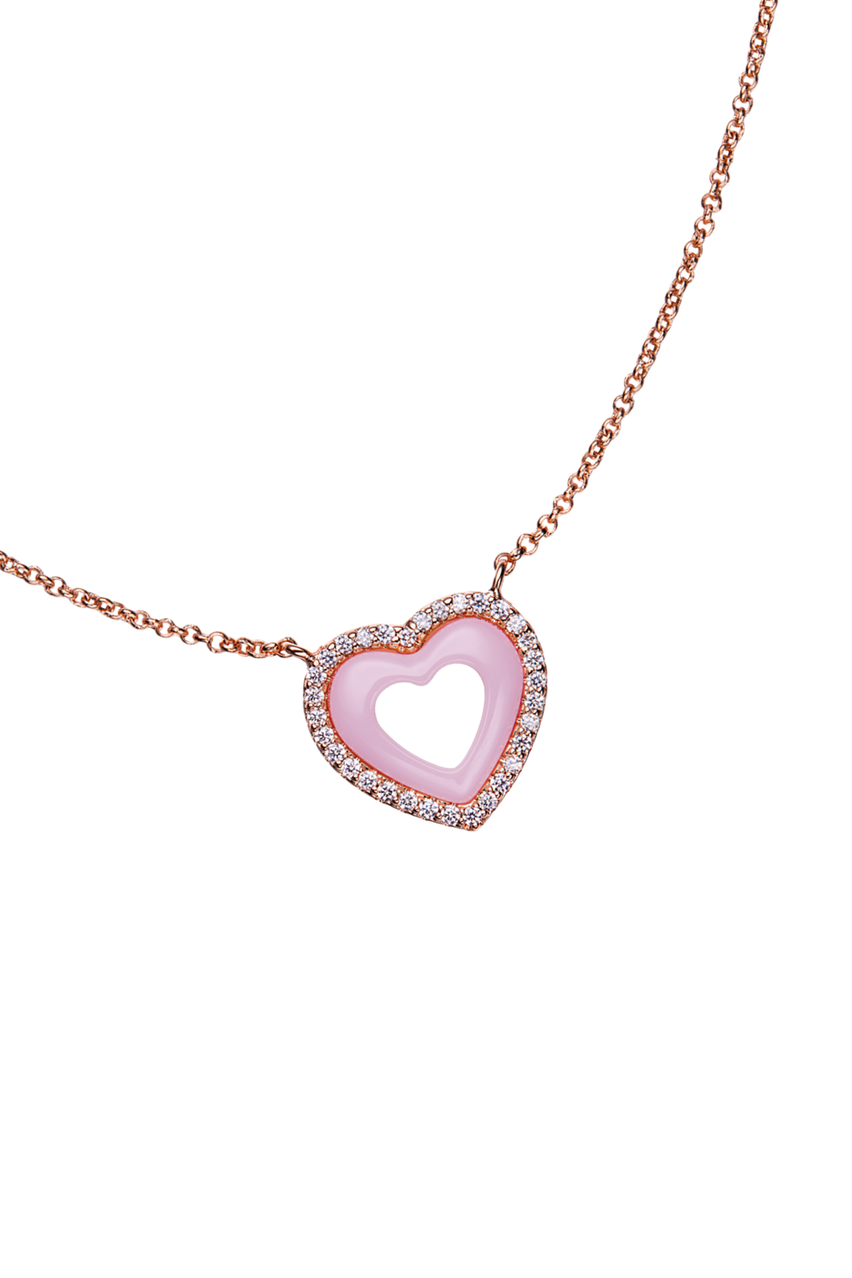 Butterfly Heart Ceramic Necklace Rose Gold