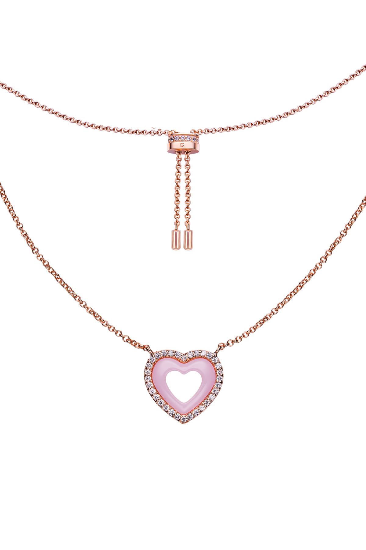 Butterfly Heart Ceramic Necklace Rose Gold