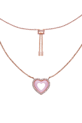 Butterfly Heart Ceramic Necklace Rose Gold