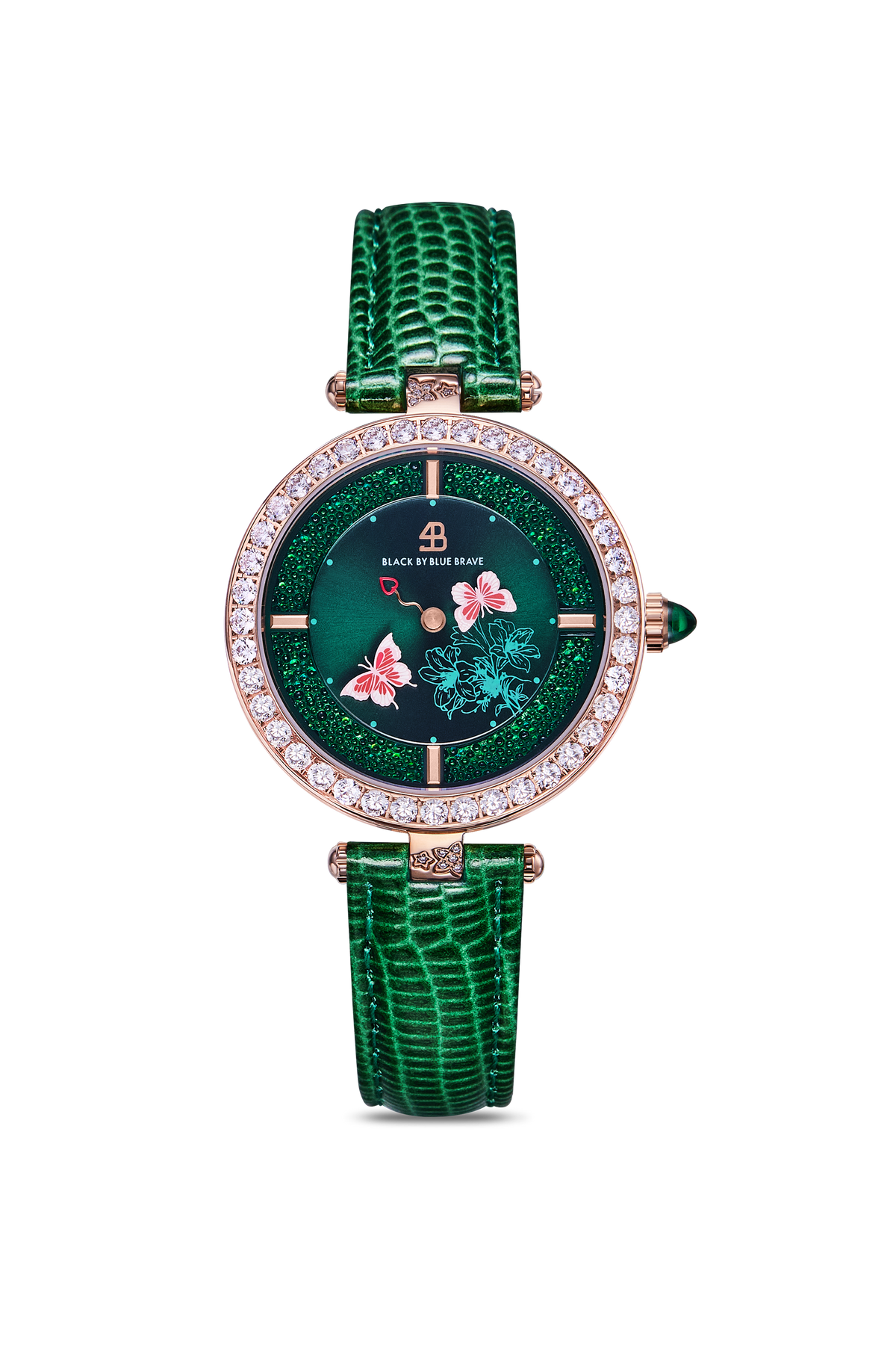 Butterfly Lovers Classic Green Leather Rose Gold