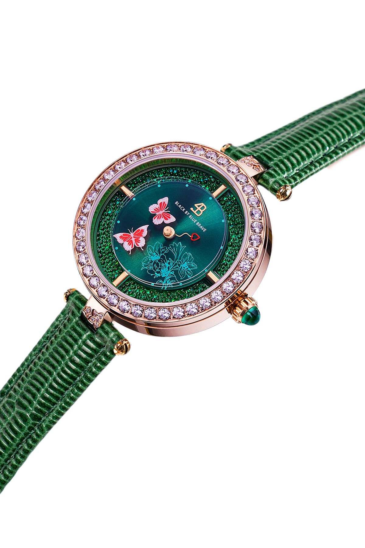 Butterfly Lovers Classic Green Letaher Rose Gold