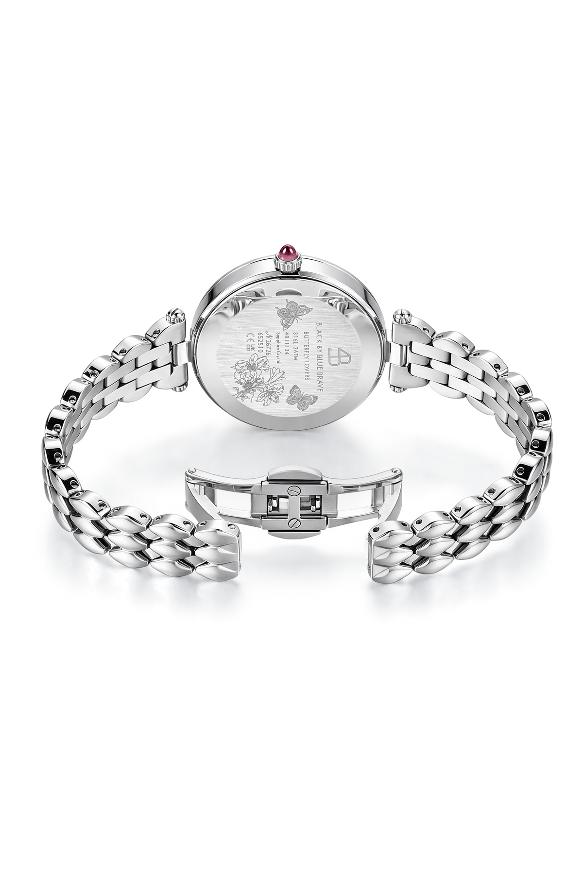 Butterfly Lovers Classic Pink Dial Silver Bracelet