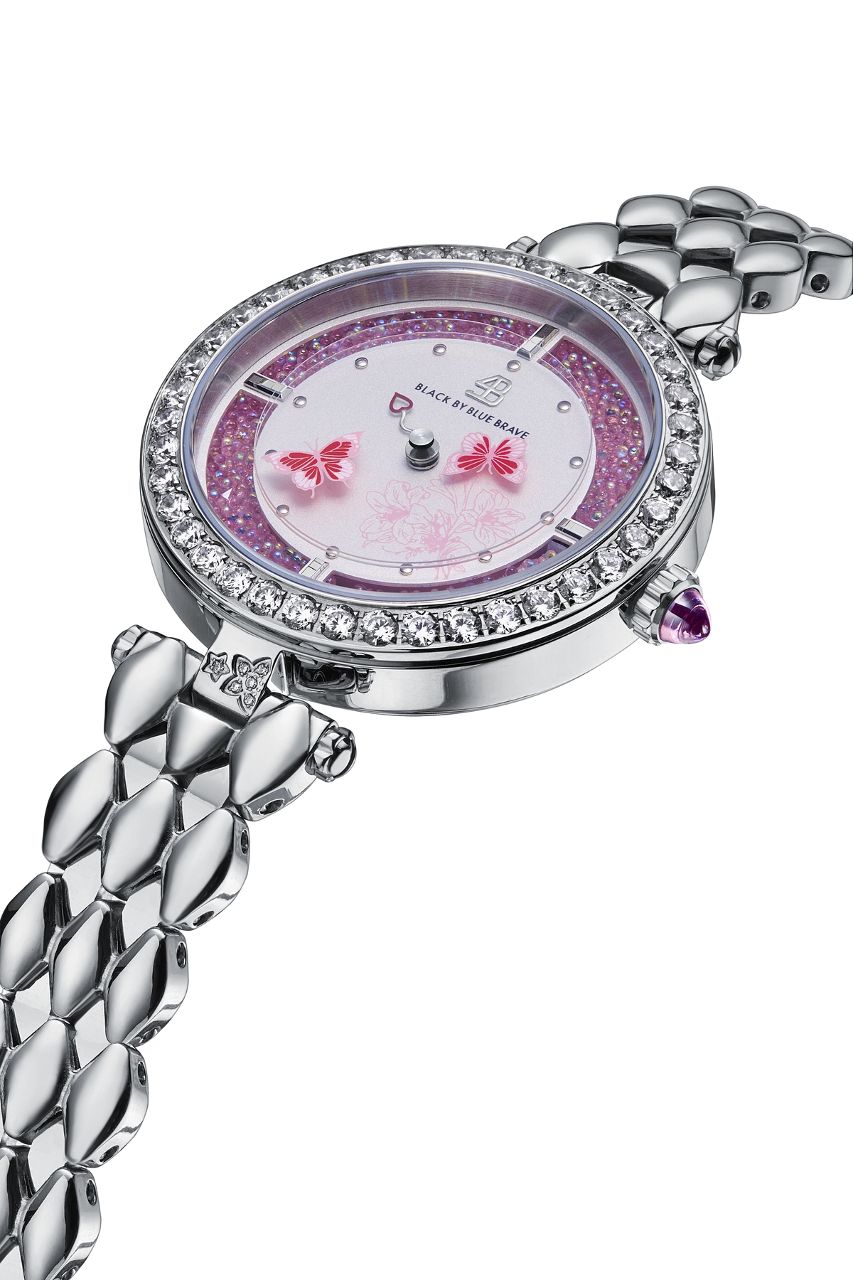 Butterfly Lovers Classic Pink Dial Silver Bracelet