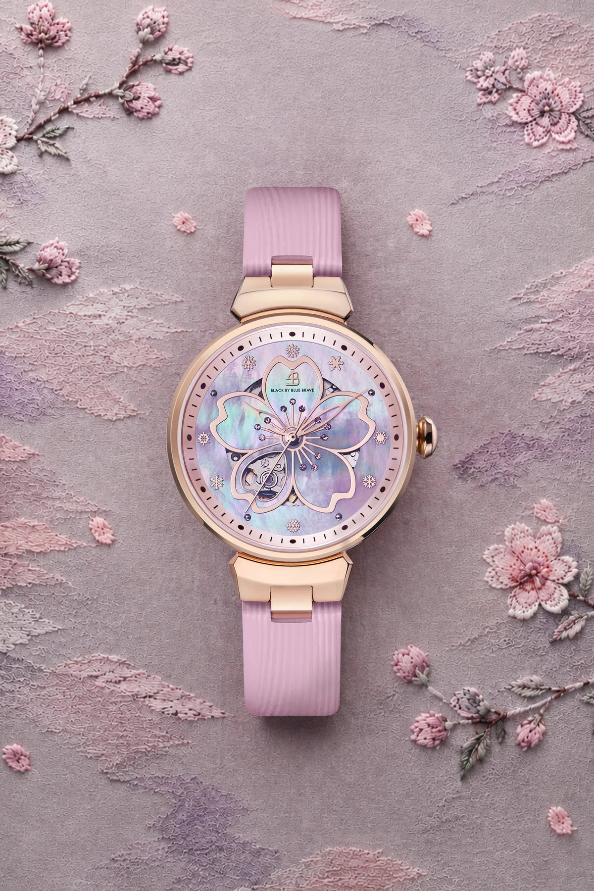 Cherry Blossom Automatic Pink Dial Rose Gold Watch - BLACK BY BLUE BRAVE