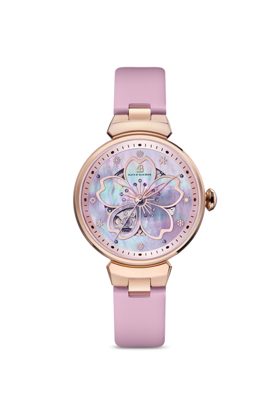 Cherry Blossom Automatic Watch | Mother Of Pearl Dial Leather