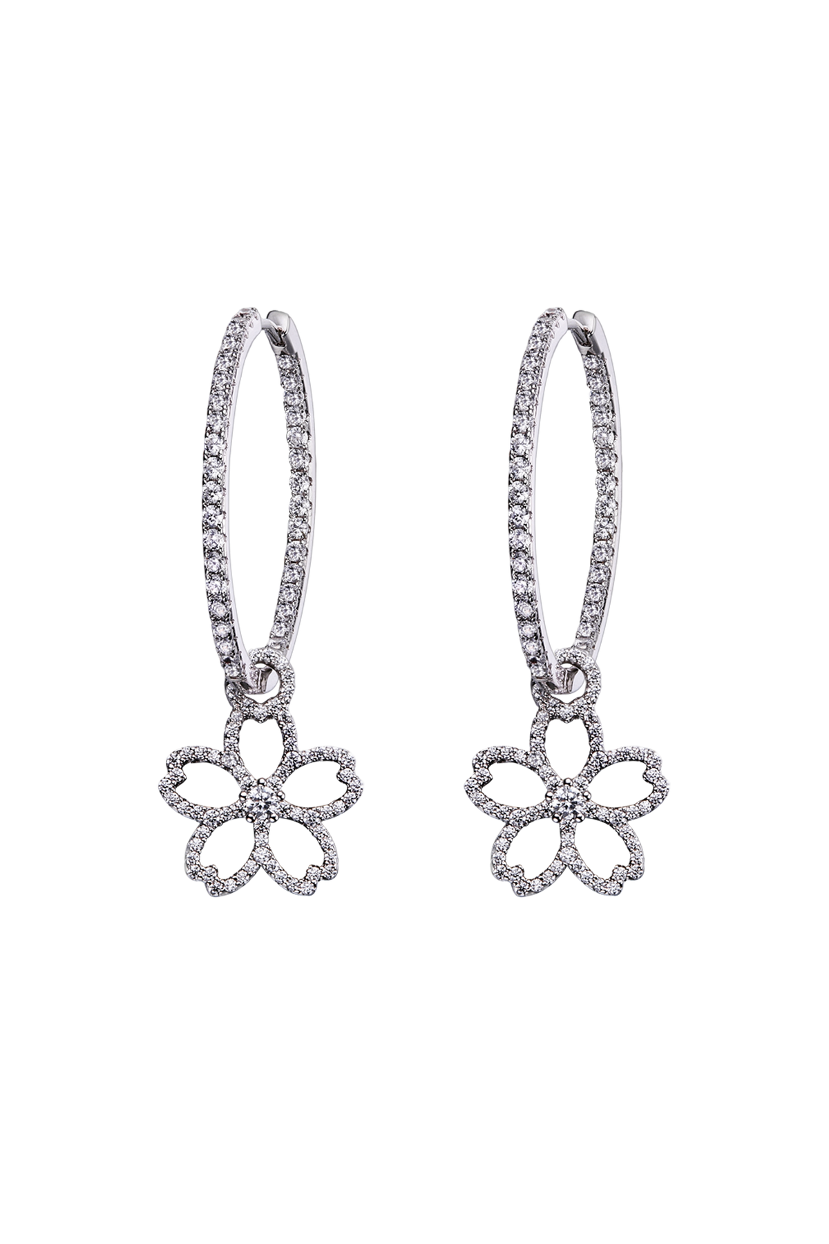 Cherry Blossom Cascade Earrings Silver
