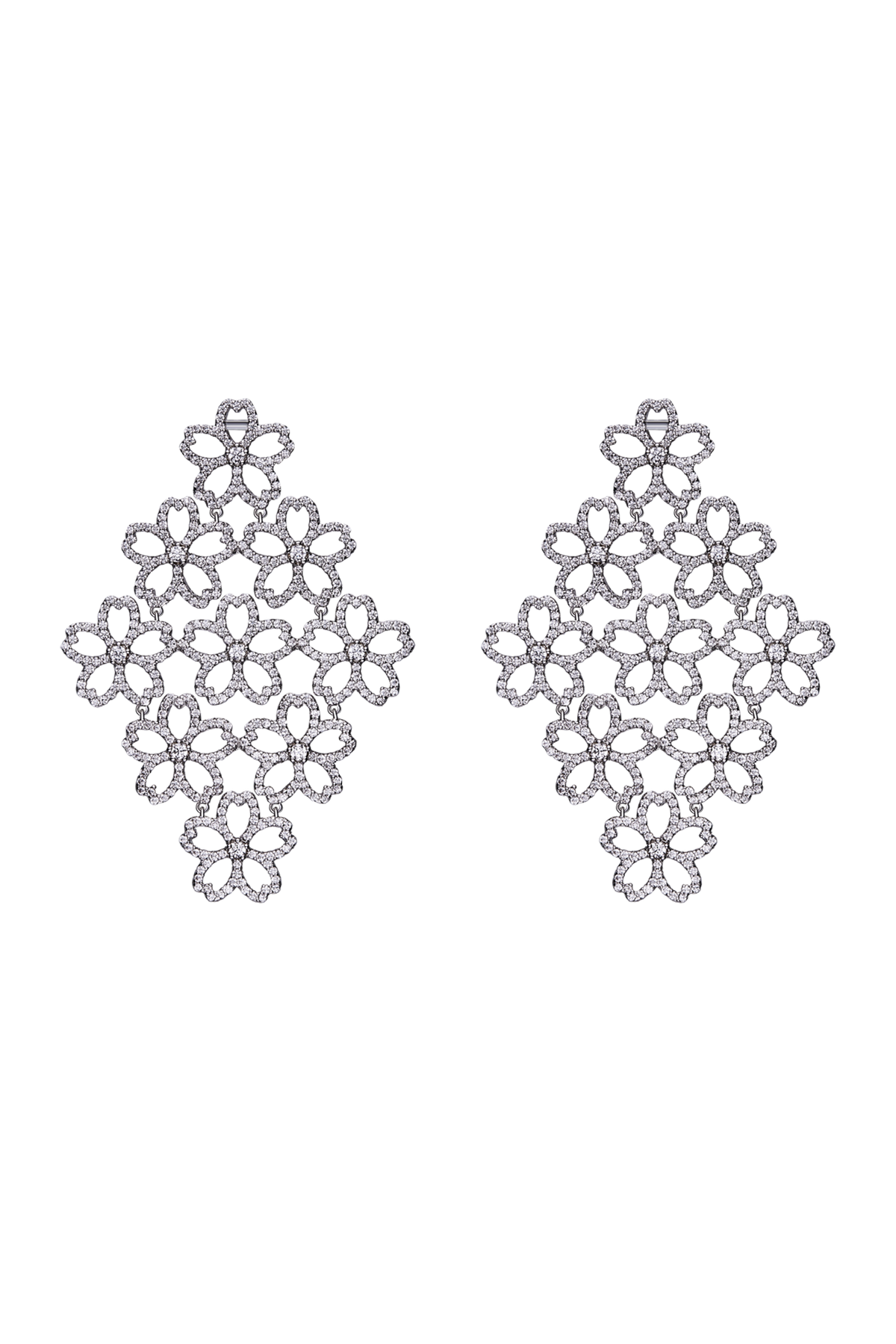 Cherry Blossom Cascade Earrings Silver