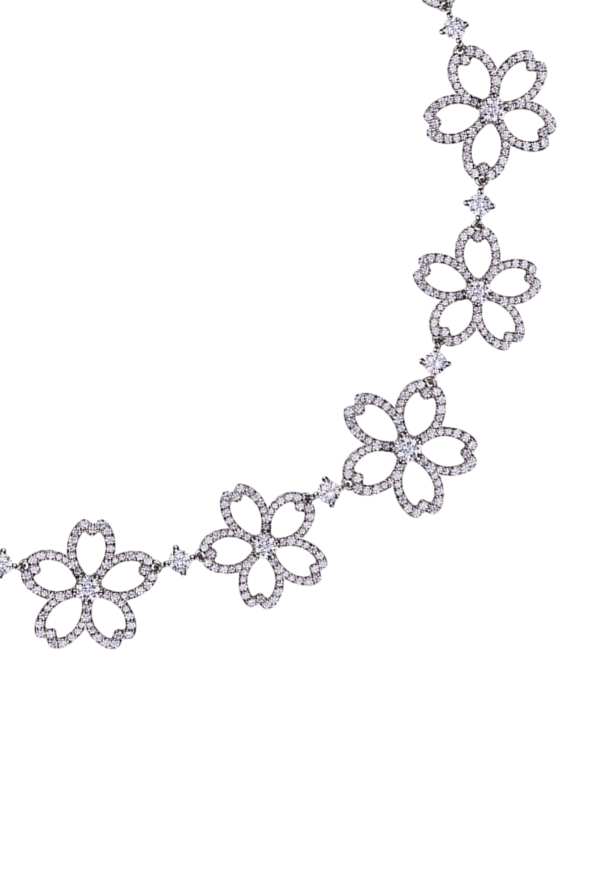 Cherry Blossom Cascade Necklace Silver
