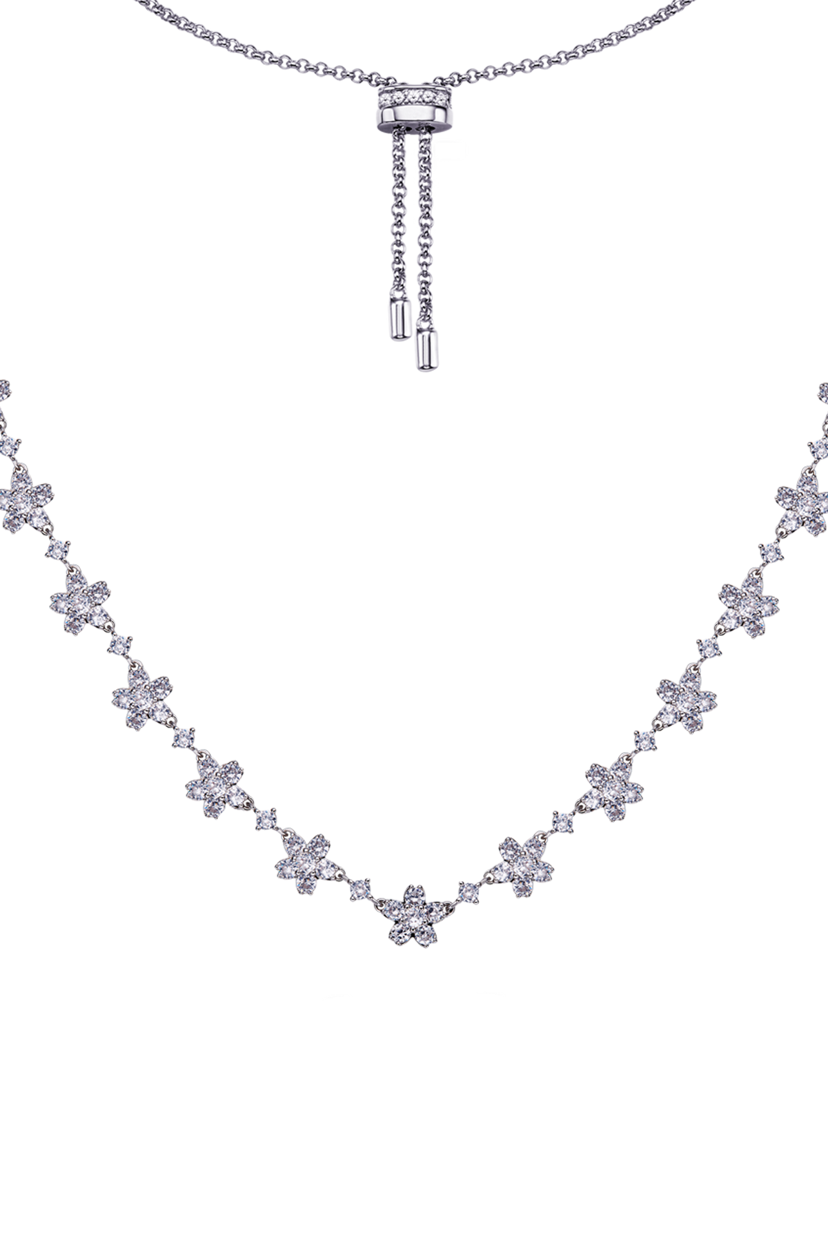 Cherry Blossom Cascade Necklace Silver