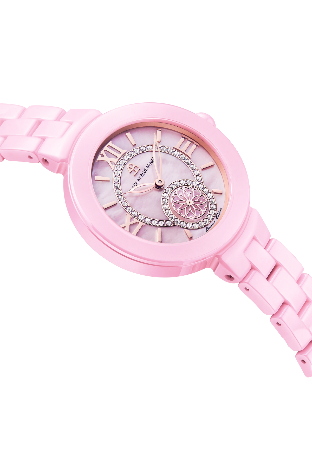 Cherry Blossom Pink Ceramic Roman Dial Watch