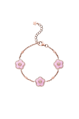 Kirschblüte Keramik Drei rosa Keramikblumen Roségold Armband 18K Roségold-Plattiert