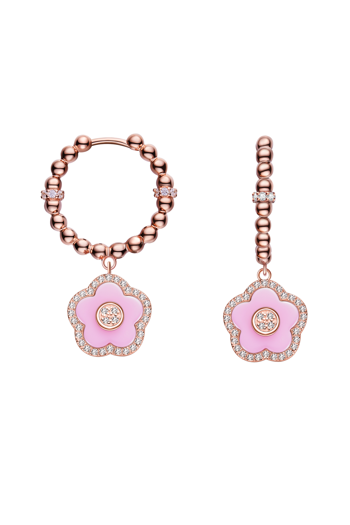 Cherry Blossom Ceramic Earrings Rose Gold