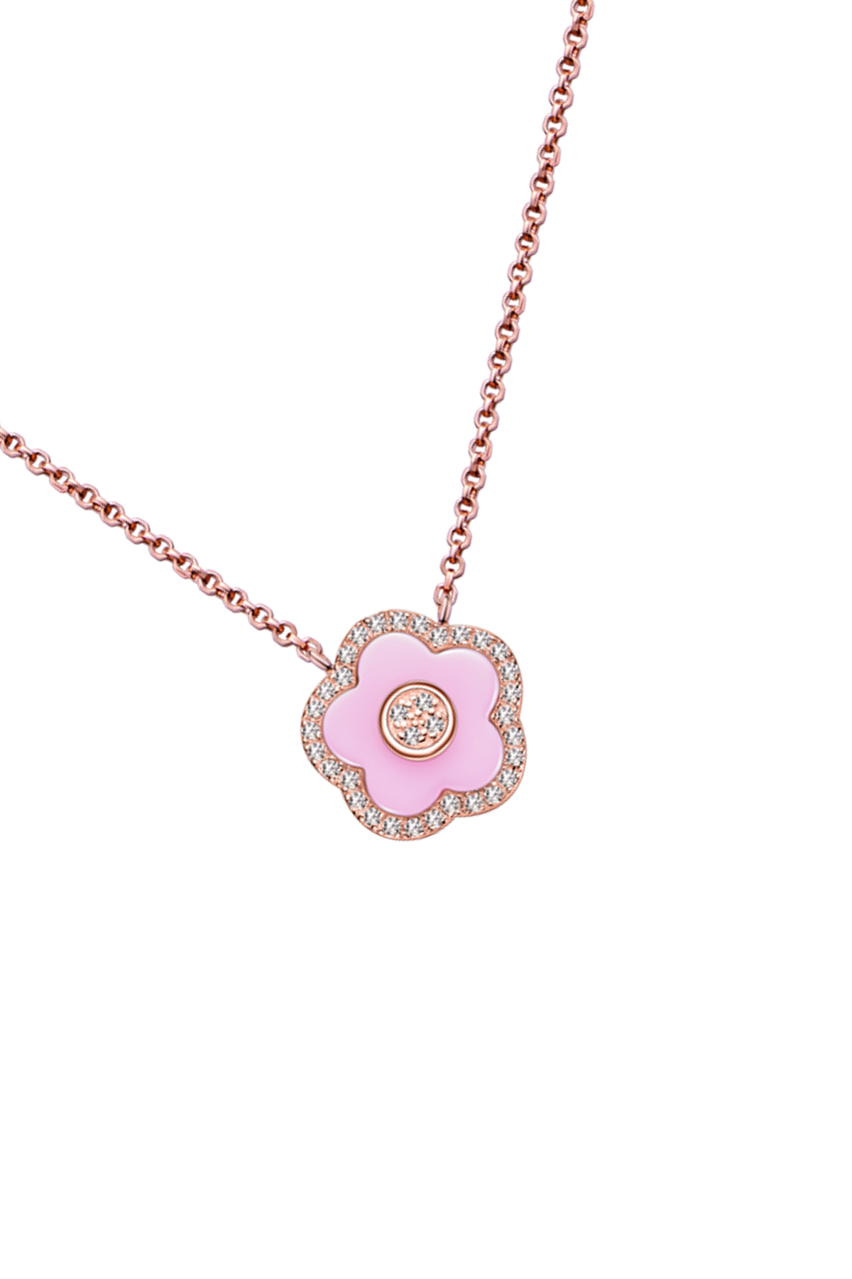 Cherry Blossom Ceramic Necklace Rose Gold
