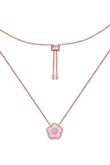 Keramik-Kirschblüten-Halskette, rosa Keramikblume, verstellbar, 18K Rosévergoldet