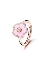 Kirschblüte Keramik Pink Keramikblumen Roségold Ring 18K Roségold-Plattiert
