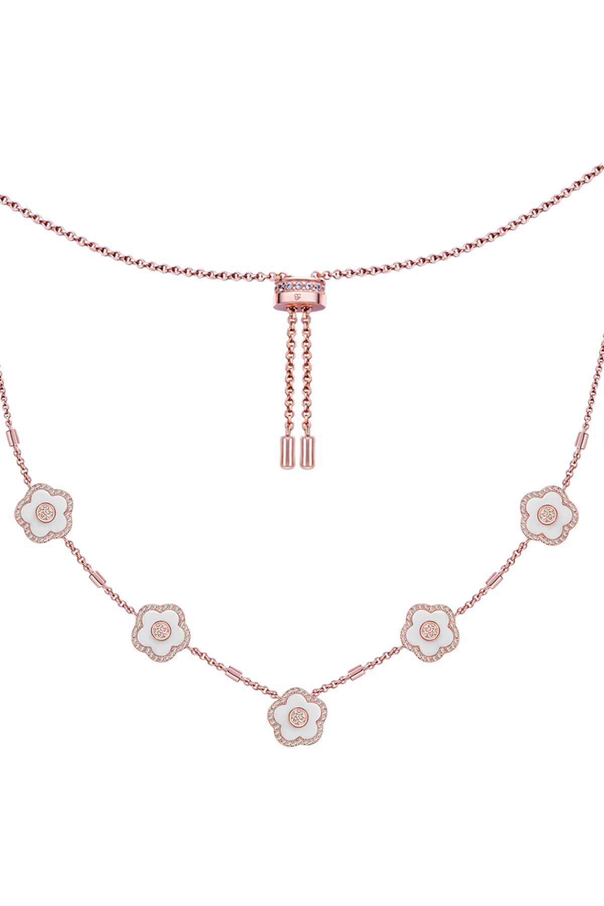 Cherry Blossom Ceramic Necklace Rose Gold